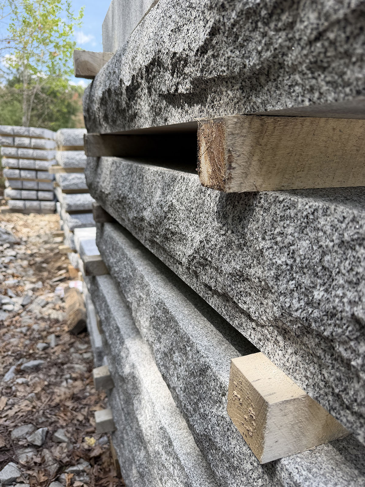 Stacked Slabs of Granite ready for use